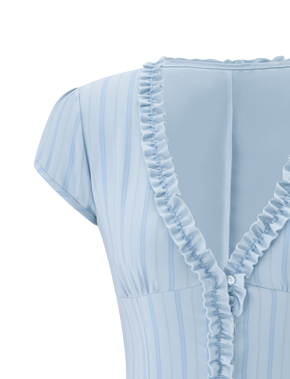 VALERIE RUFFLE TOP - BLUE STRIPE