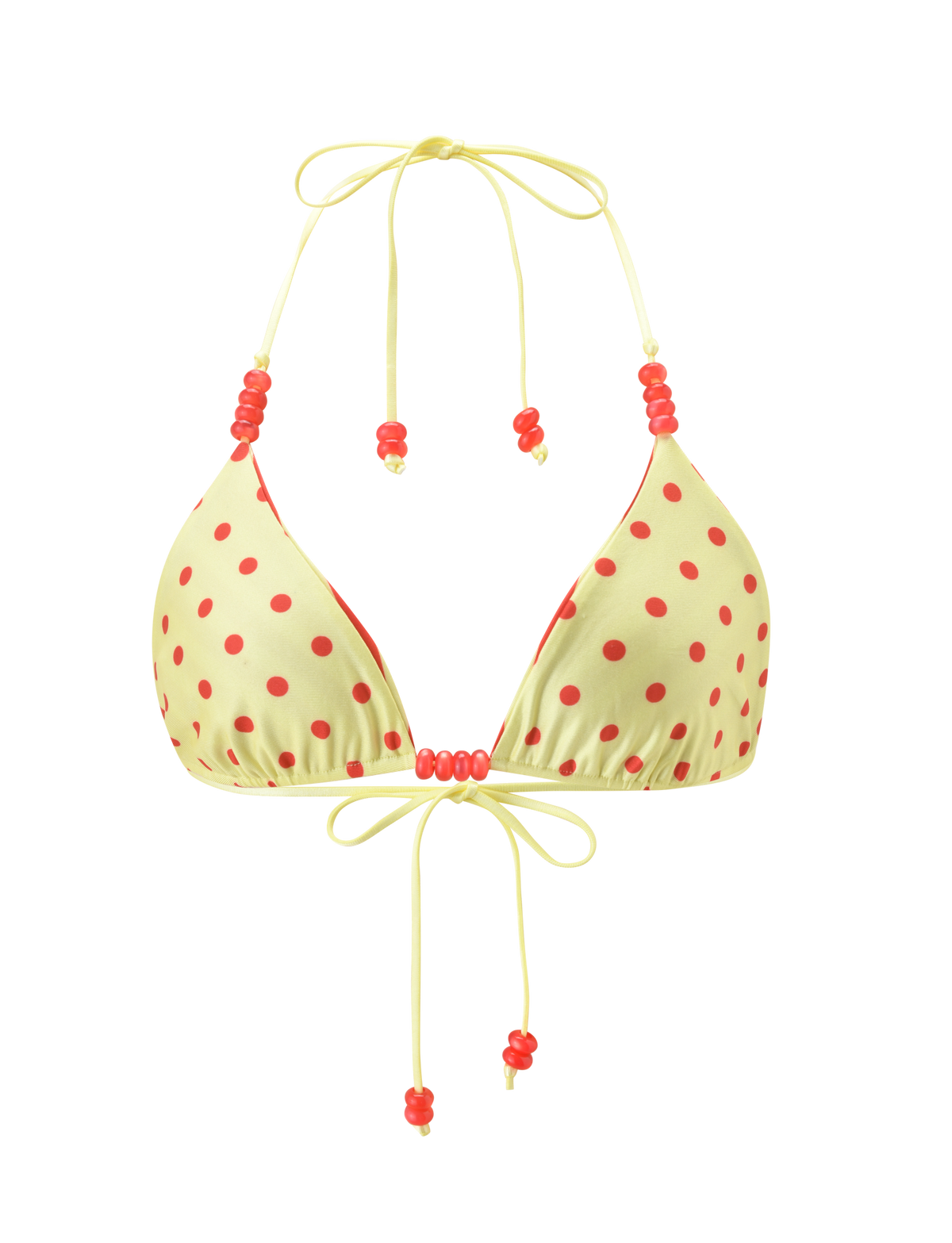 FINLEA REVERSIBLE BIKINI TOP - RED YELLOW DOT AND STRIPE