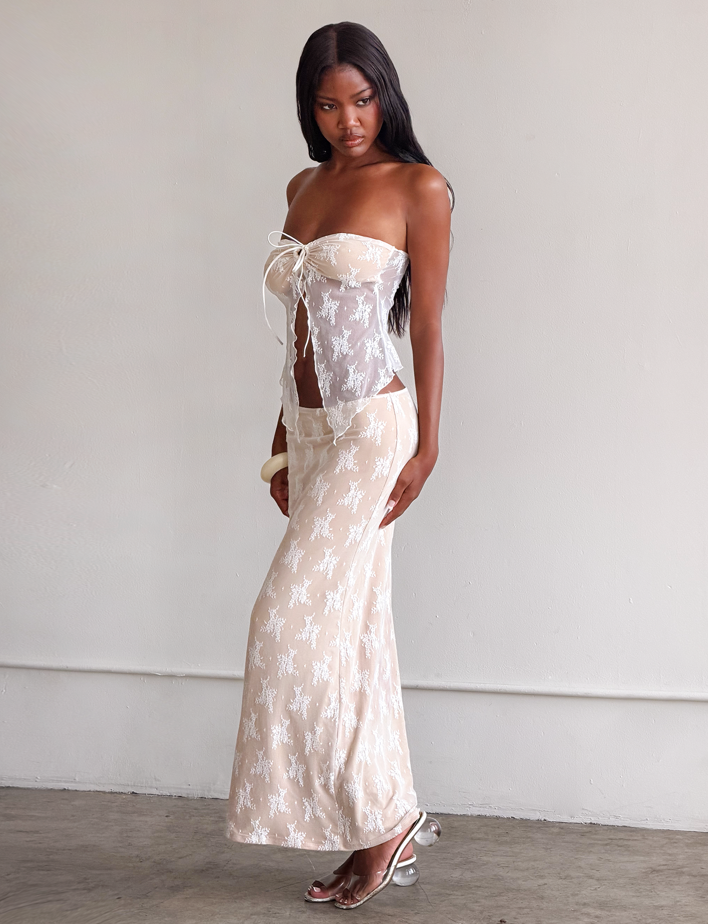 KAROLINA SKIRT - WHITE : WHITE LACE