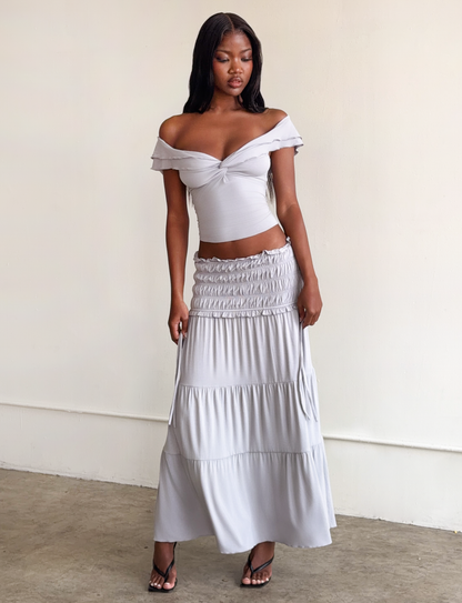 DENALI MAXI SKIRT - DOVE GREY