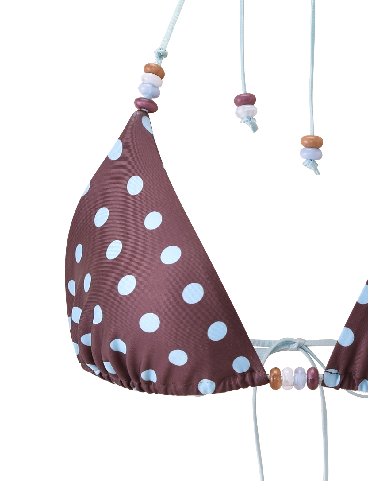 FINLEA BIKINI TOP - BROWN AND BLUE POLKA DOT