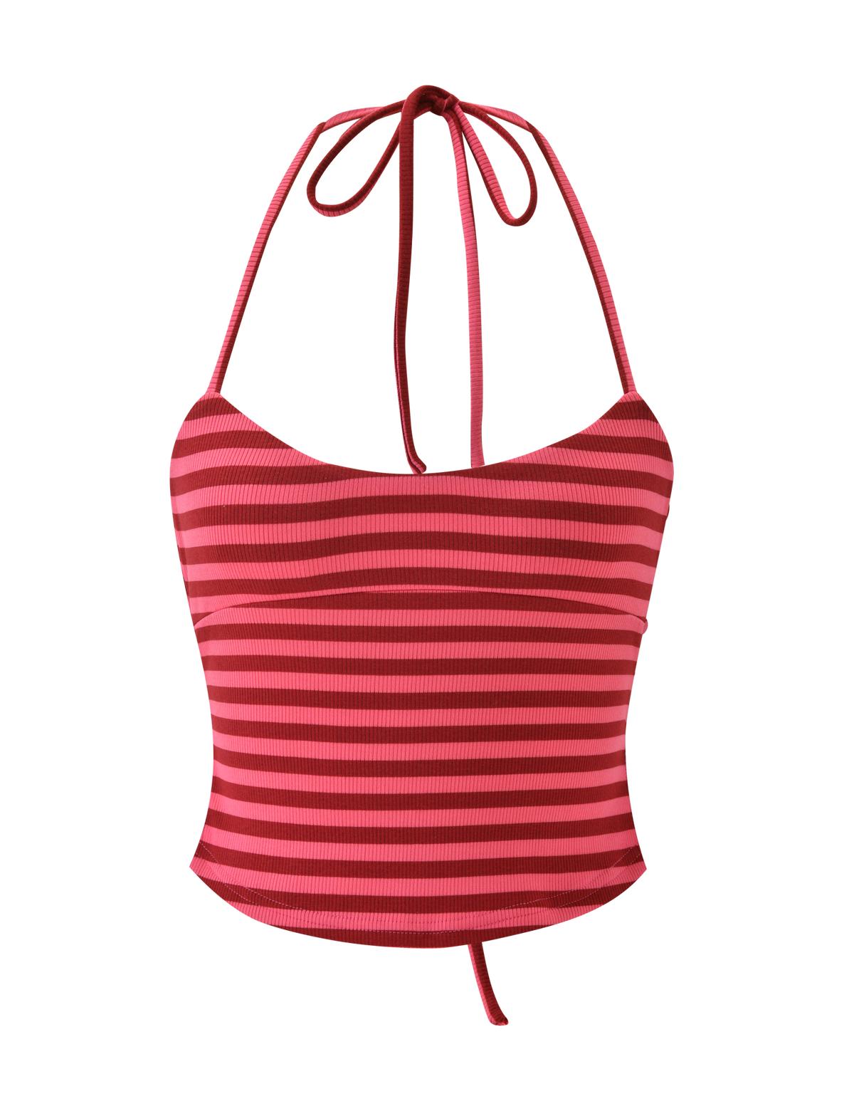 CERYS RIB TOP - PINK RED STRIPE