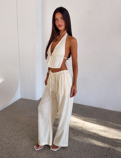 LAINEY PANT - BEIGE STRIPE