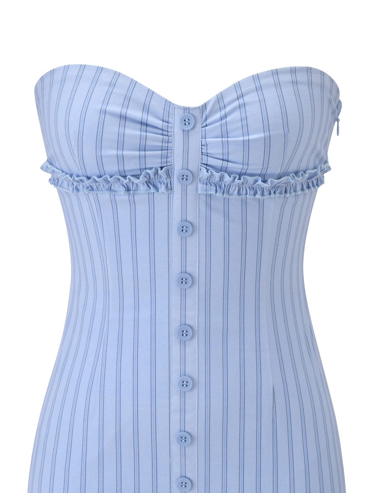 KITTIE STRAPLESS DRESS - BLUE STRIPE