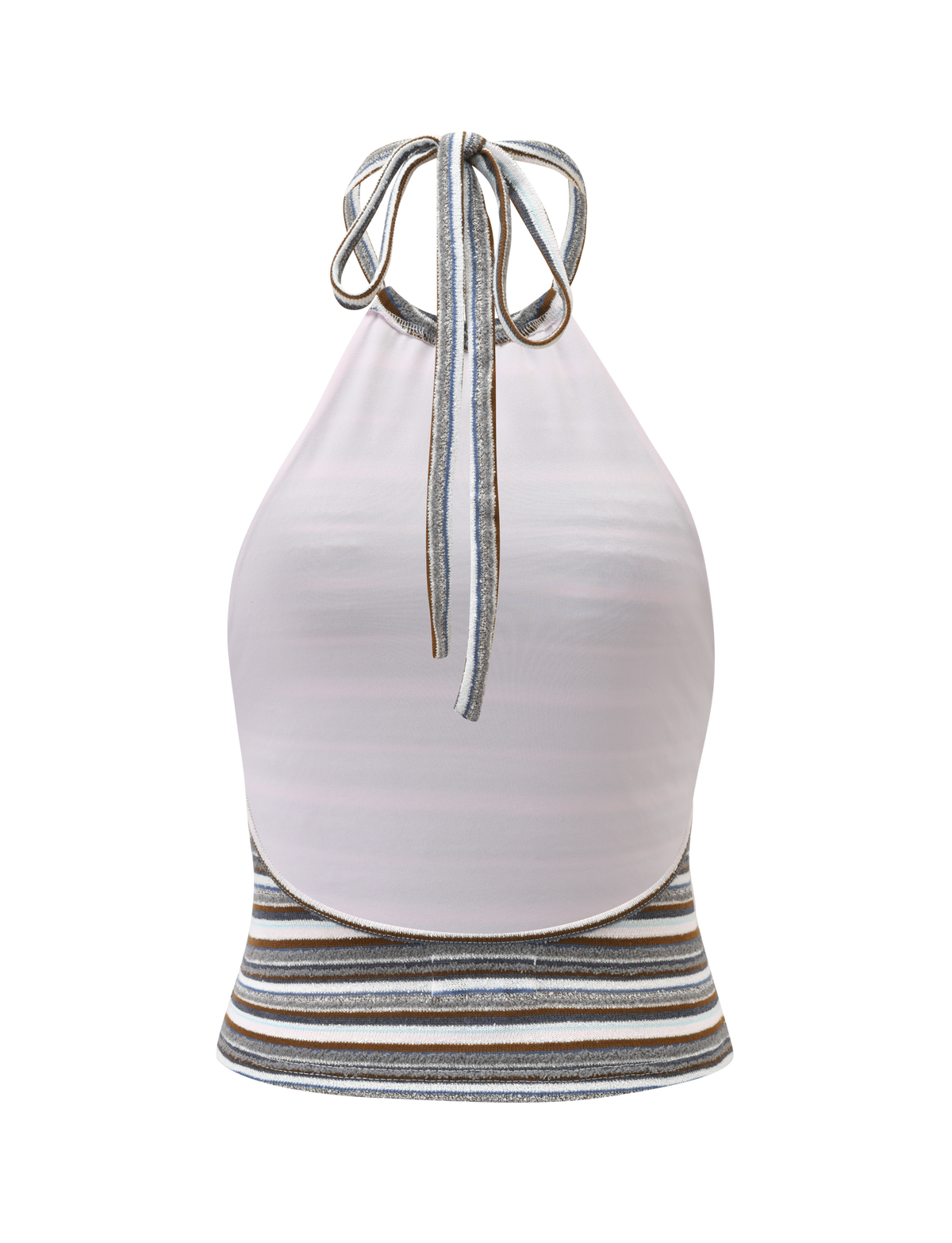 DILLON HALTER TOP - BLUE AND BROWN STRIPE