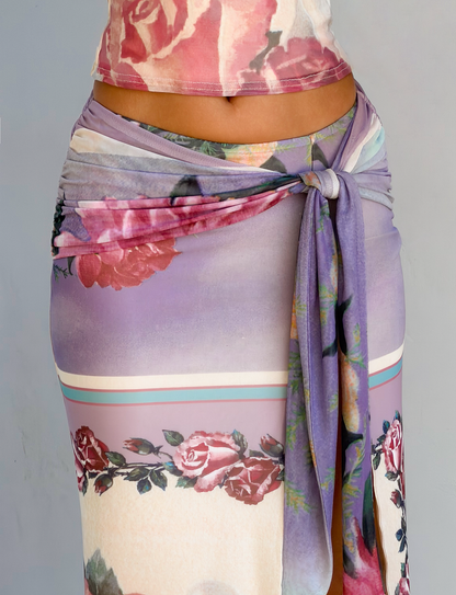 RAFFIE MAXI SKIRT - POSTCARD FLORAL