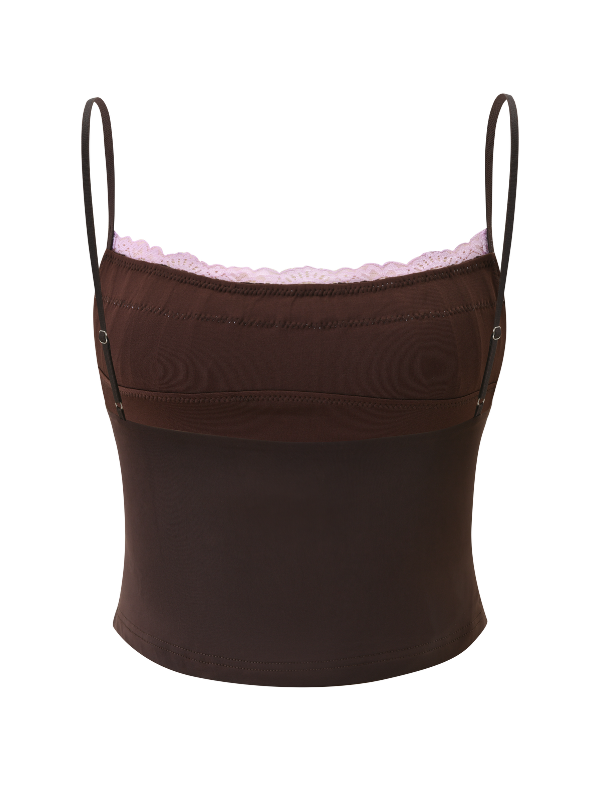 PARISA LACE RUCHED CAMI - BROWN AND LILAC