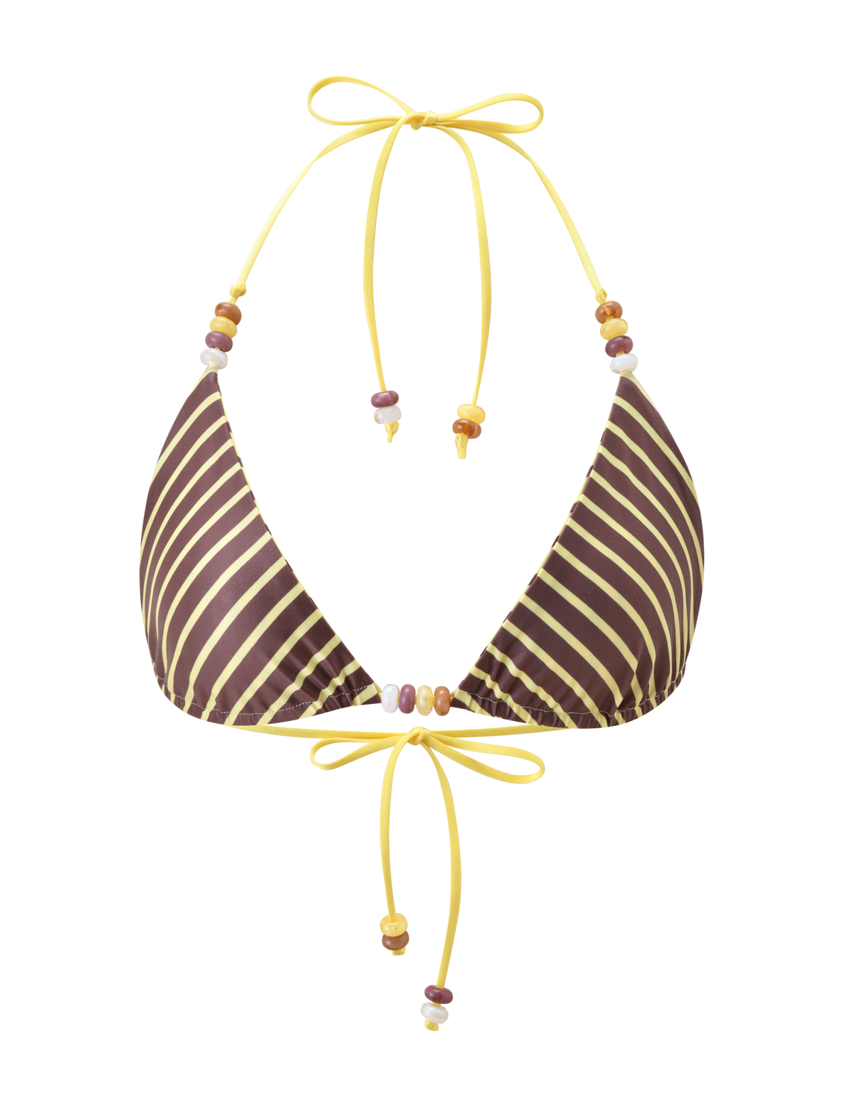 FINLEA REVERSIBLE BIKINI TOP - BROWN AND YELLOW STRIPE