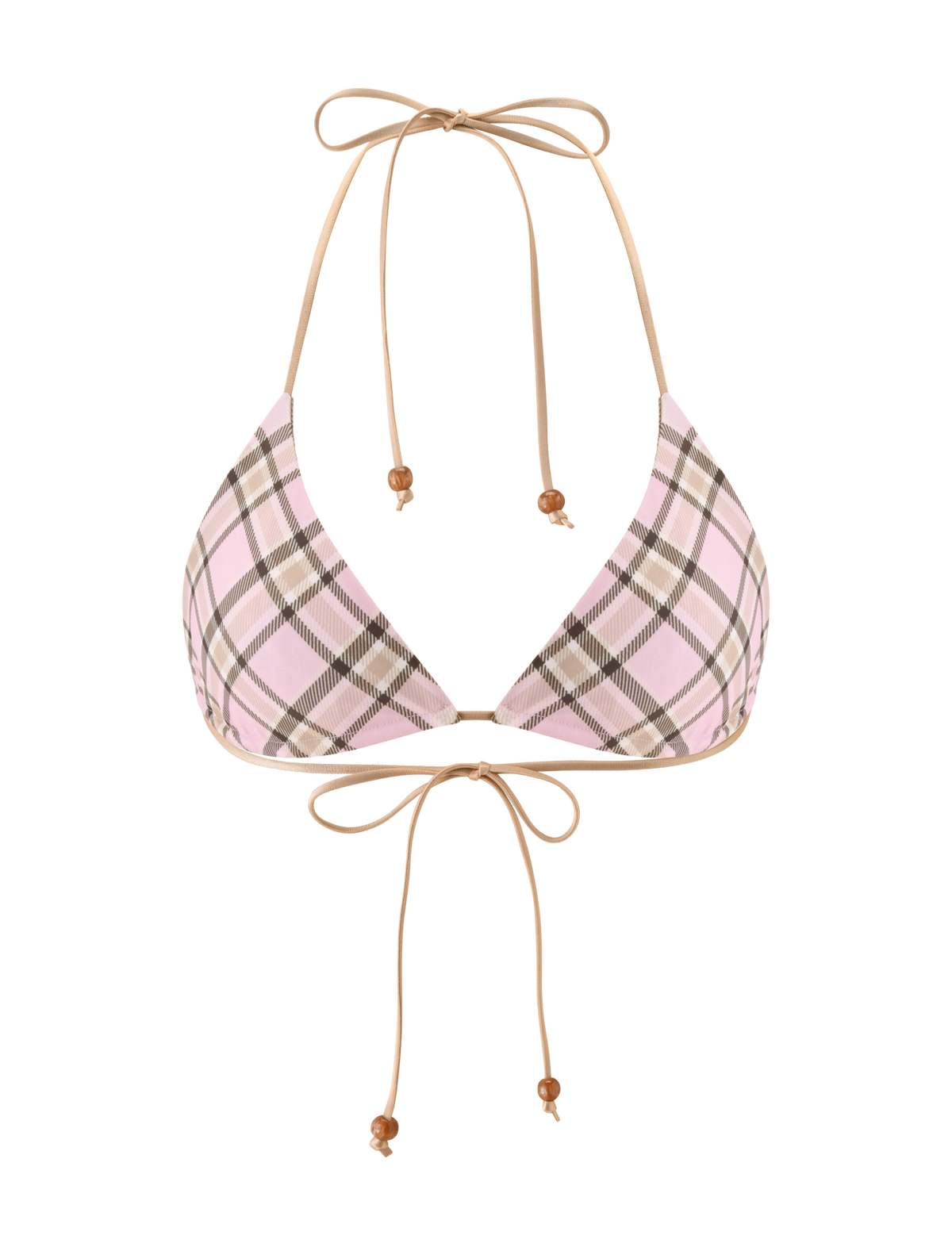 AVE REVERSIBLE BIKINI TOP - TAN AND PINK PLAID