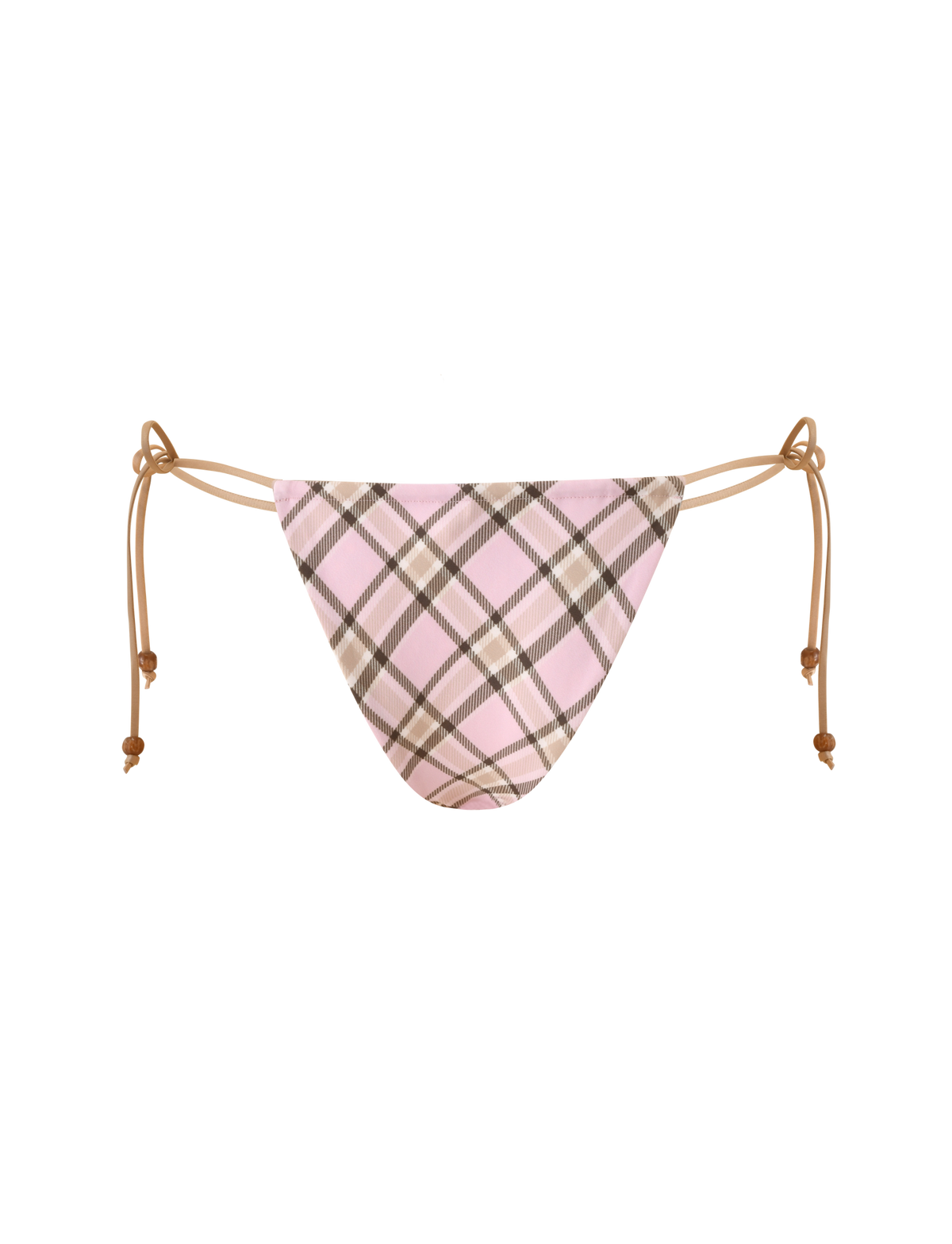 AVE REVERSIBLE BIKINI BOTTOM WITH SCARF - TAN AND PINK PLAID