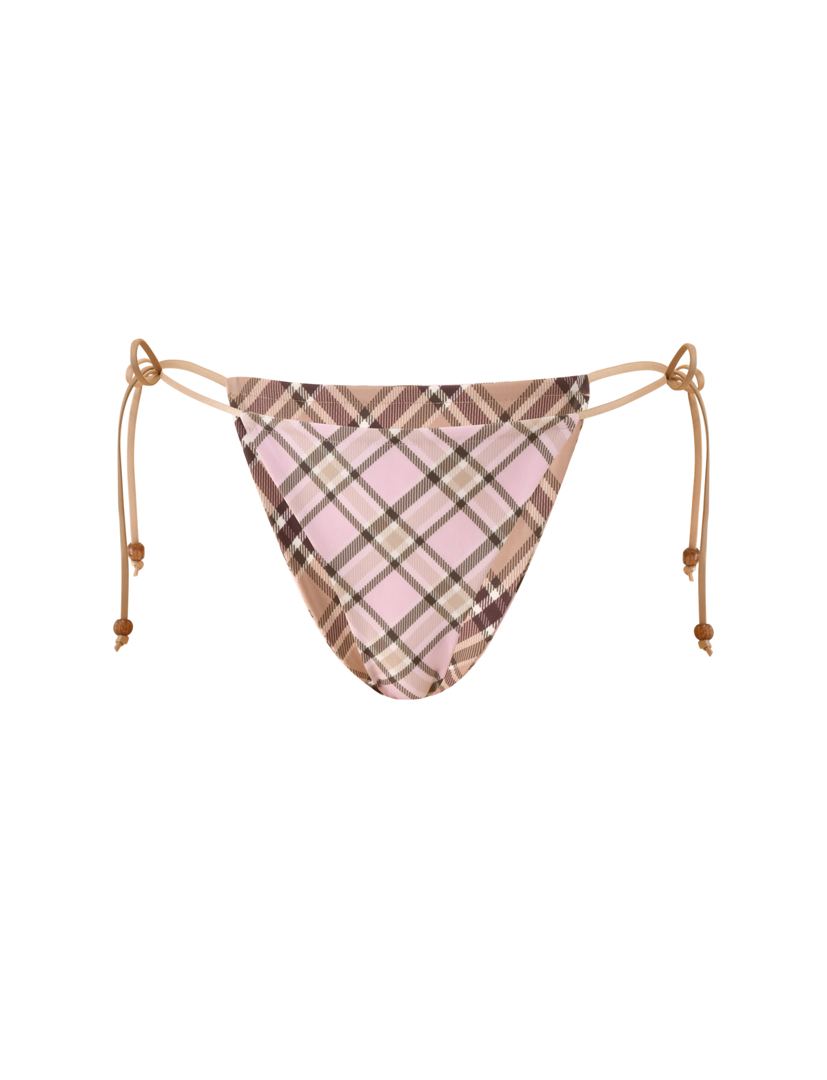 AVE REVERSIBLE BIKINI BOTTOM WITH SCARF - TAN AND PINK PLAID