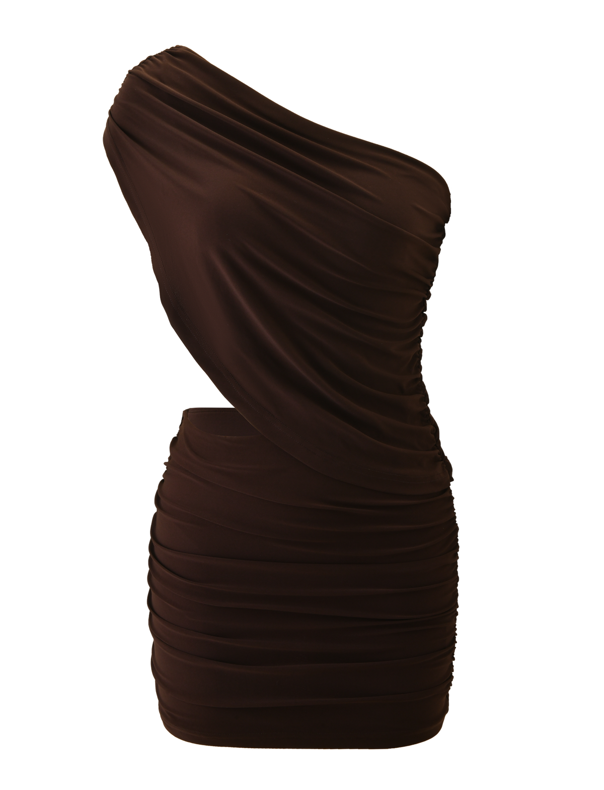 RYLAND DRAPED MINI DRESS - CHOCOLATE