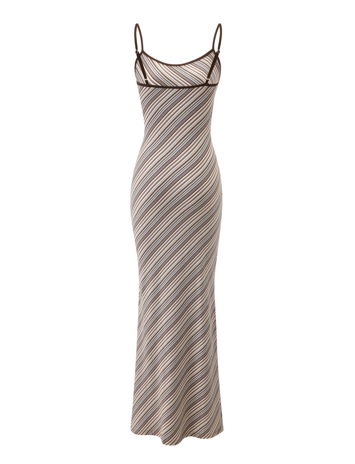 SLOANE MAXI DRESS - TAN AND CHOC STRIPE