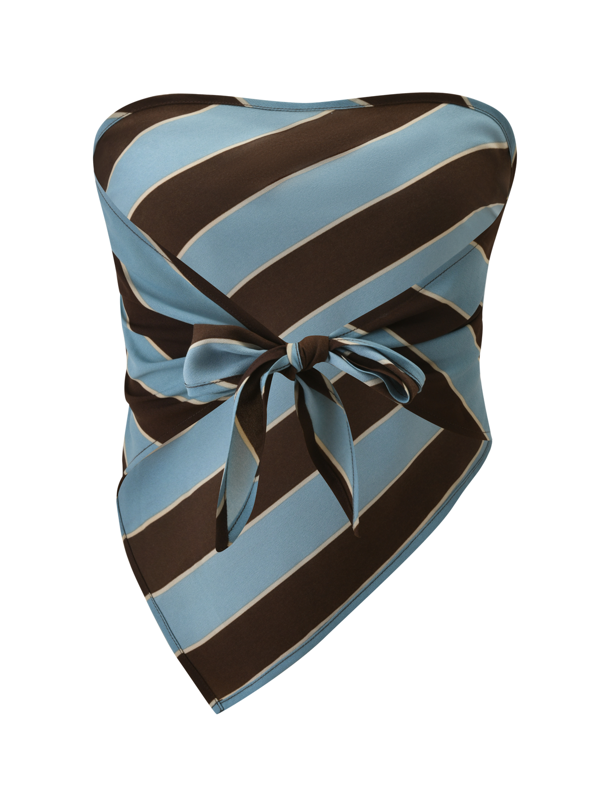 LENIN SCARF TOP - BLUE AND BROWN STRIPE